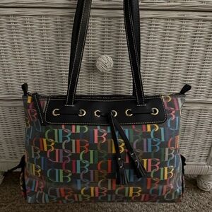 Y2K Girly Rainbow All Over Print Dooney and Bourke Shoulder Bag Genuine Leather